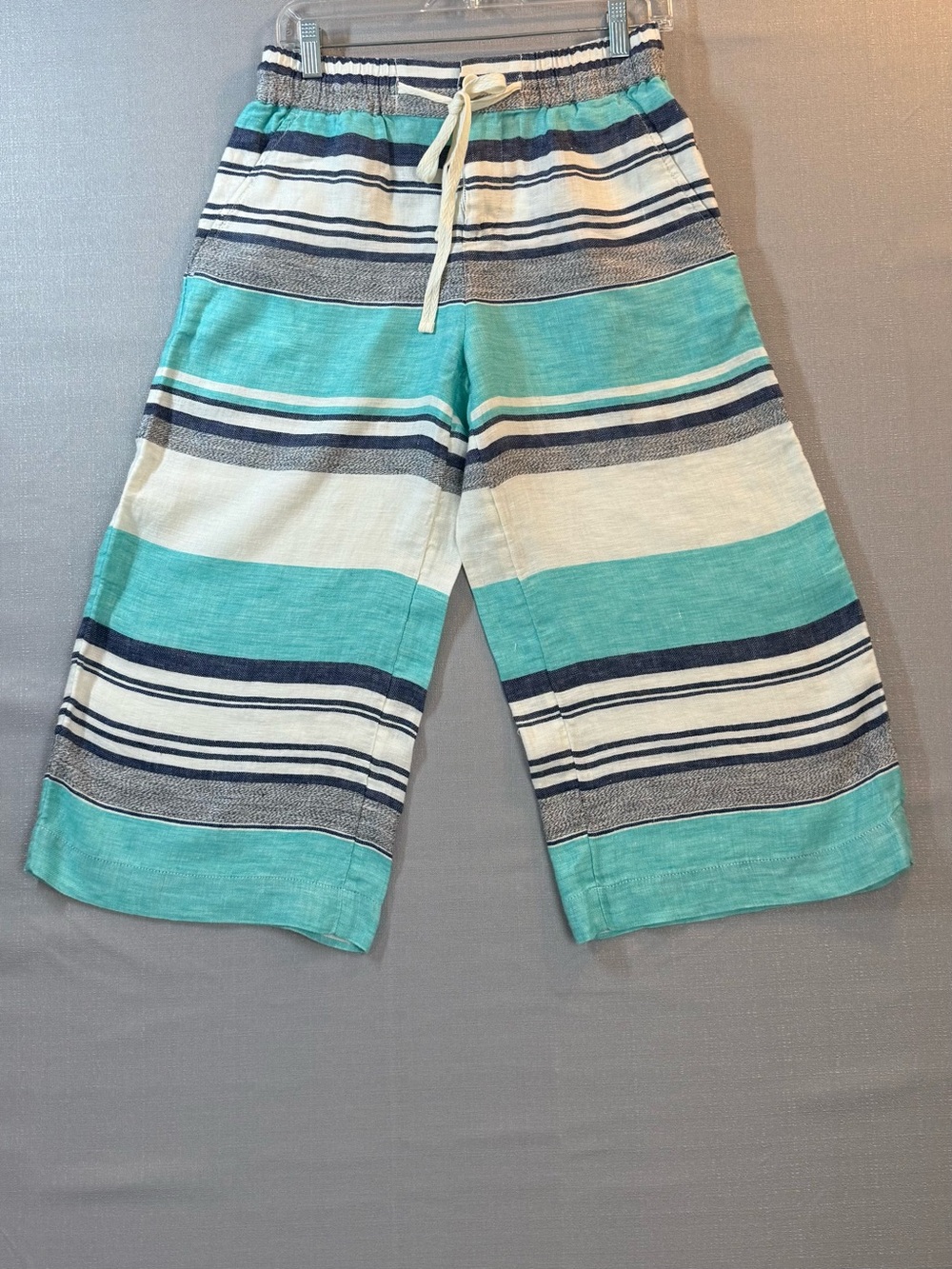 Lou & Grey Striped Capris in Aqua, Navy & White